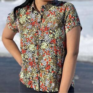 Samsoe Samsoe Majan SS Floral Button Down Short Sleeve Shirt in Dreamy Daiquiri
